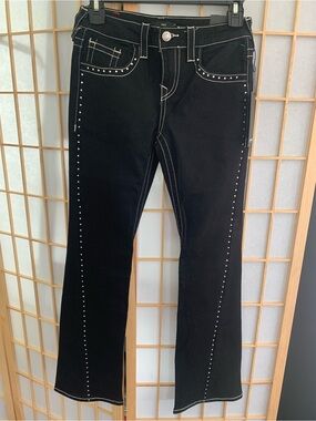 NWT True Religion “Joey” Black Stud-Trim  Girl’s Jeans Size 12